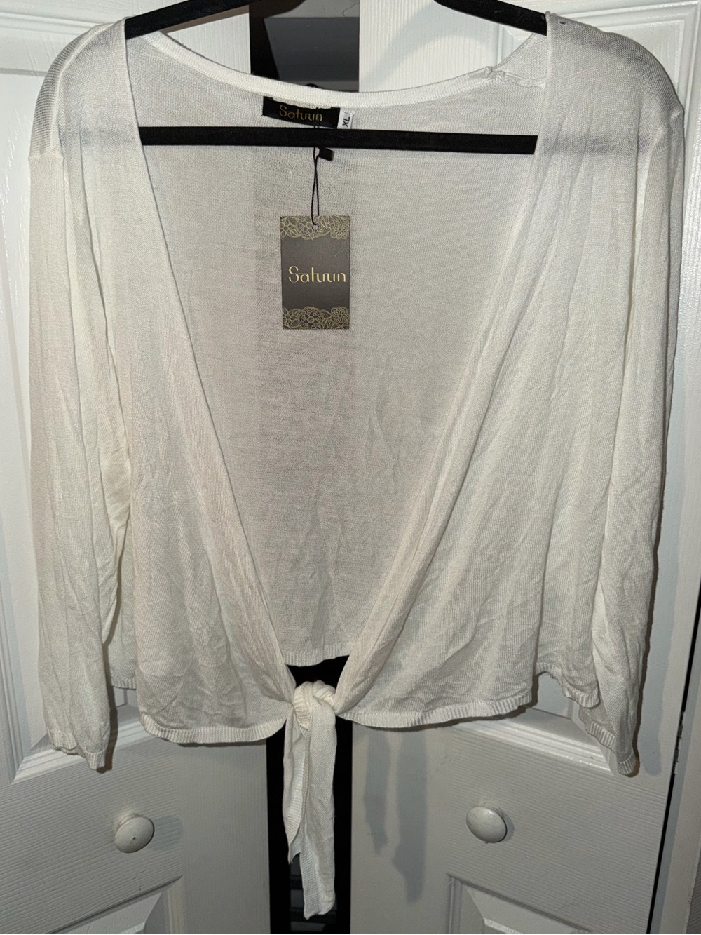 NWT White Tie-Front Knit Cardigan Shrug